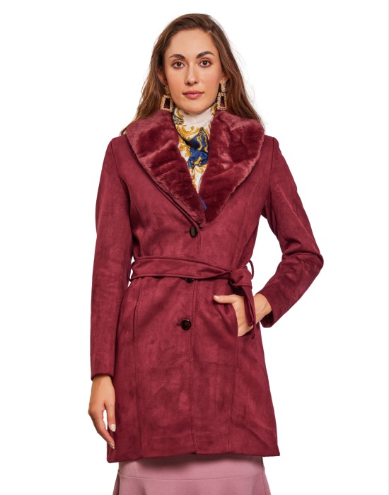 Wine red sale women's coat