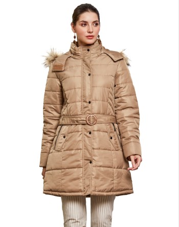 Ladies Winter Long Style Bubble Padded Jacket/Coat with Waist Belt - China Women  Jacket and Women Coat price | Made-in-China.com