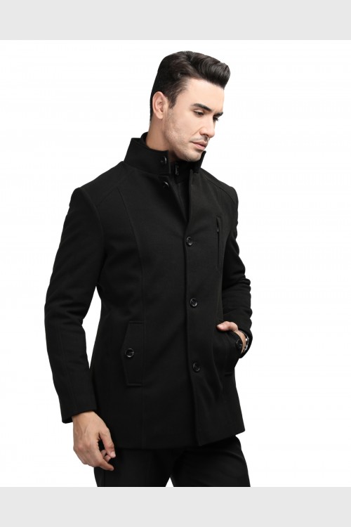 Men Coat Deep Black Color