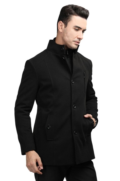 Men Coat Deep Black Color