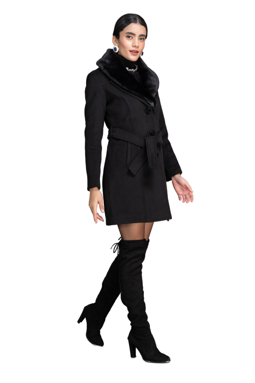 Women Coat Pitch black